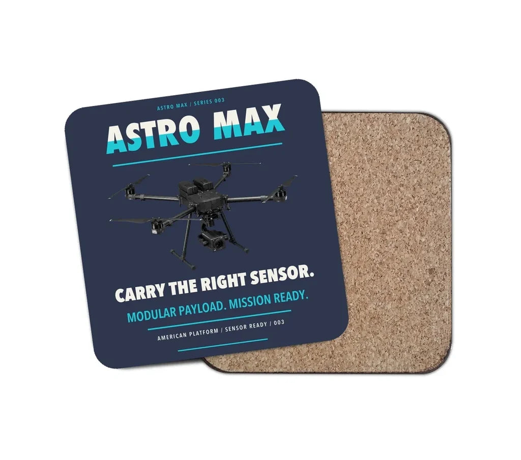 Freefly Astro Max design on navy blue 1 piece coaster