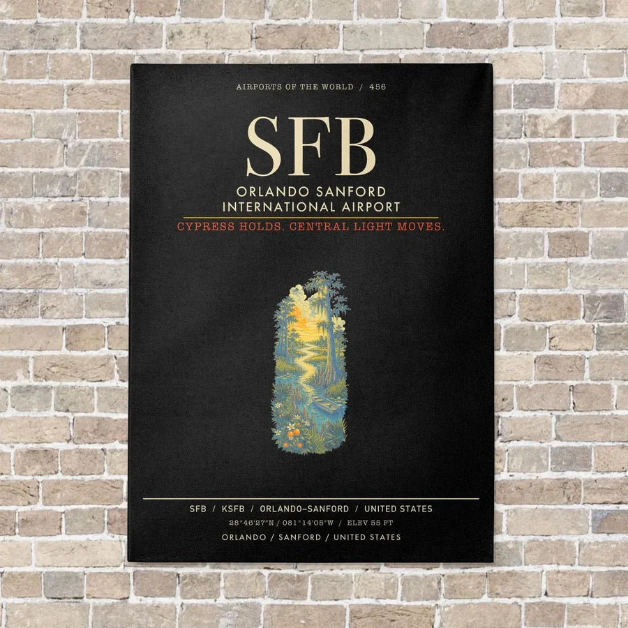 Orlando Sanford International Airport SFB - Canvas Framed - Black