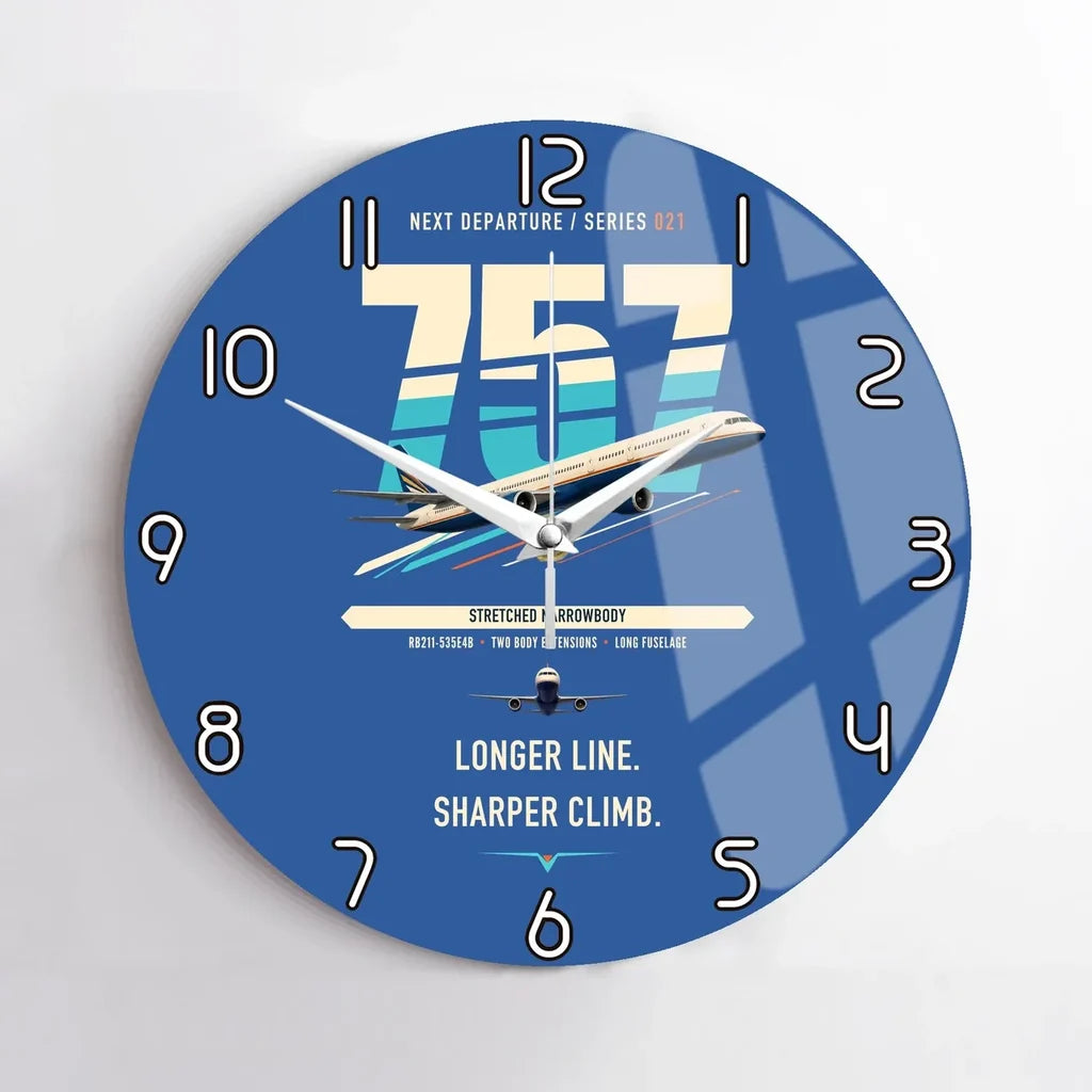 Boeing 757-300 design on blue no frame wall clock
