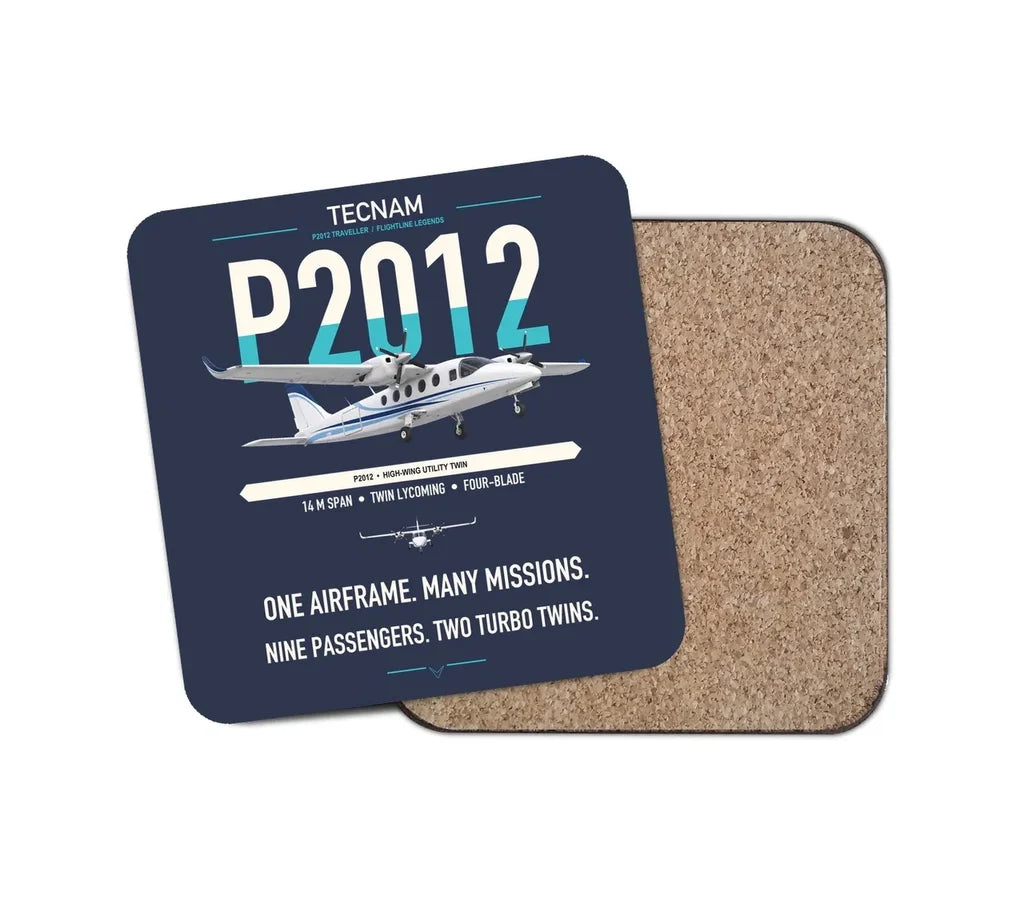 Tecnam P2012 Traveller design on navy blue 1 piece coaster