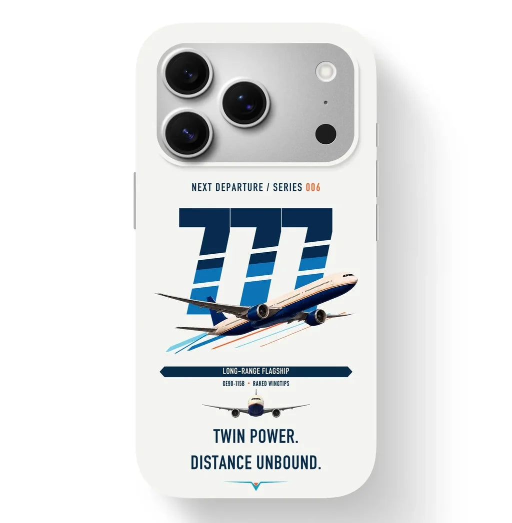 Boeing 777-300ER design on white magsafe iphone case