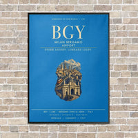Thumbnail for Milan Bergamo Airport BGY vertical canvas print - framed - turquoise background
