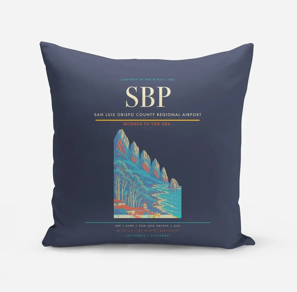San Luis Obispo County Regional Airport (SBP) design on navy blue pillow