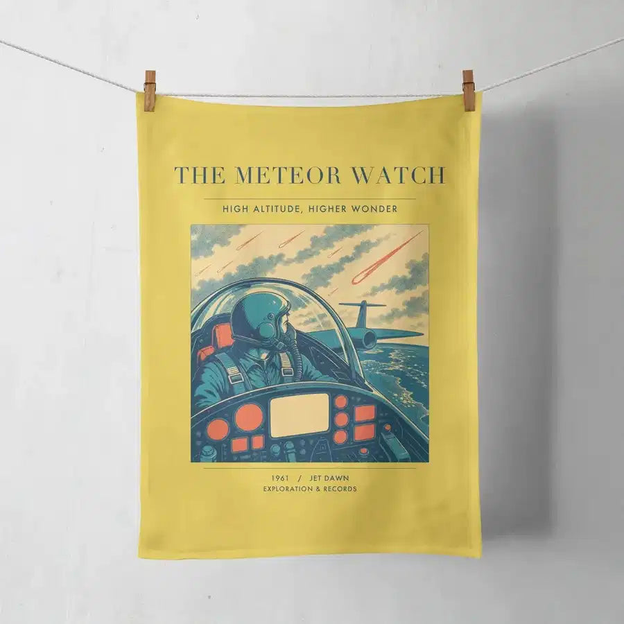 VINTAGE G4212 - The Meteor Watch - Designed Towels design on yellow