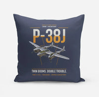 Thumbnail for P-38J Lightning design on navy blue pillow