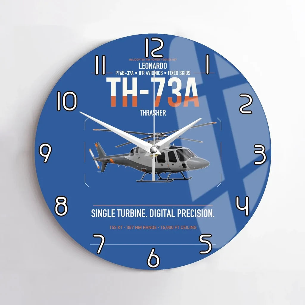 Leonardo TH-73A Thrasher design on blue no frame wall clock