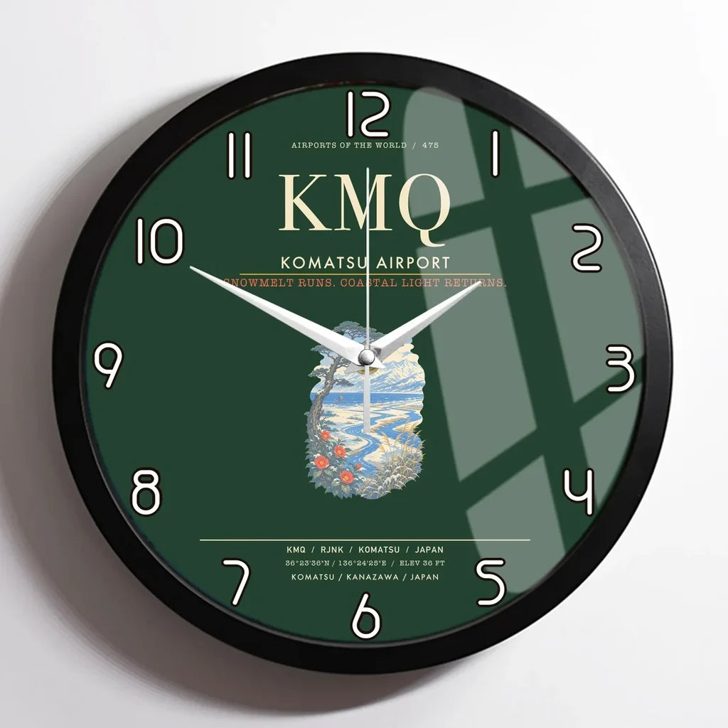Komatsu Airport KMQ Wall-Clock Framed - Dark Green