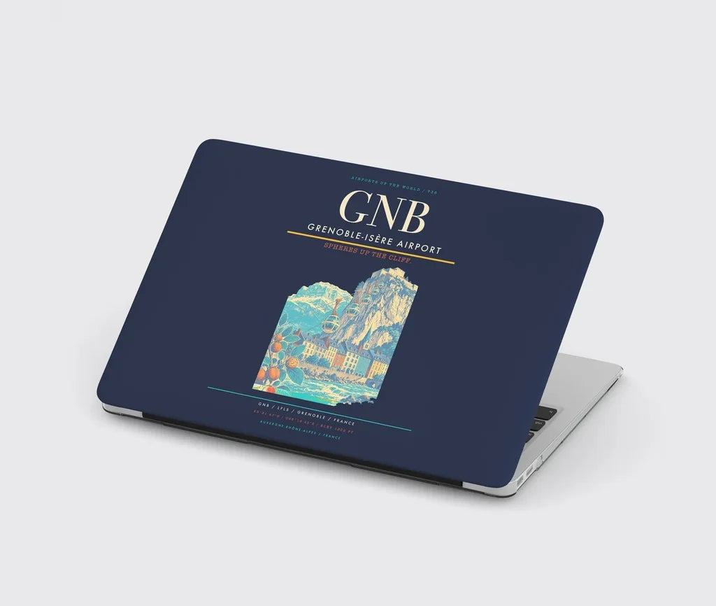 Grenoble-Isère Airport (GNB) design on navy blue MacBook case
