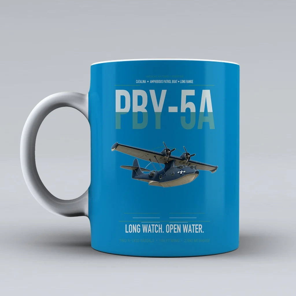 PBY-5A Catalina design on turquoise ceramic mug, double-side print