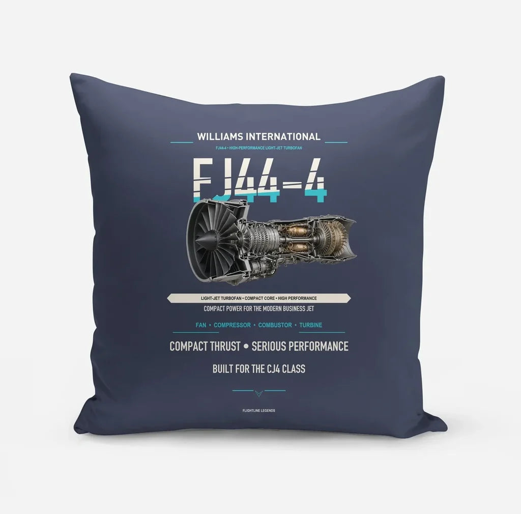 FJ44-4 design on navy blue pillow