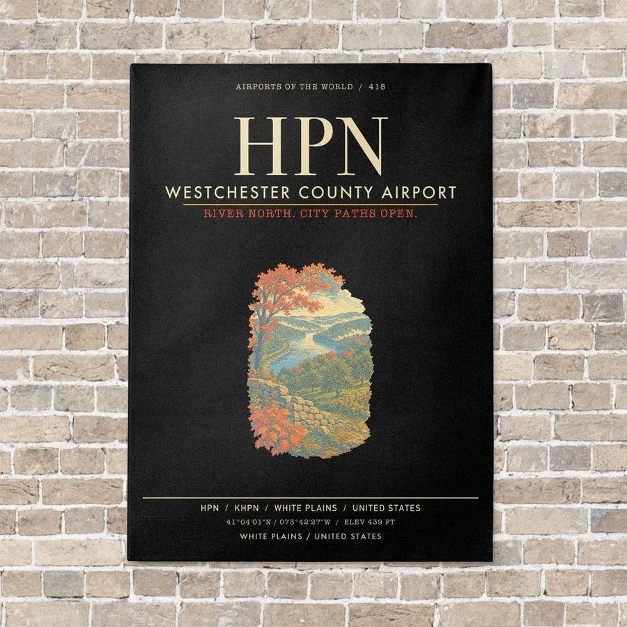 Westchester County Airport HPN - Canvas Framed - Black