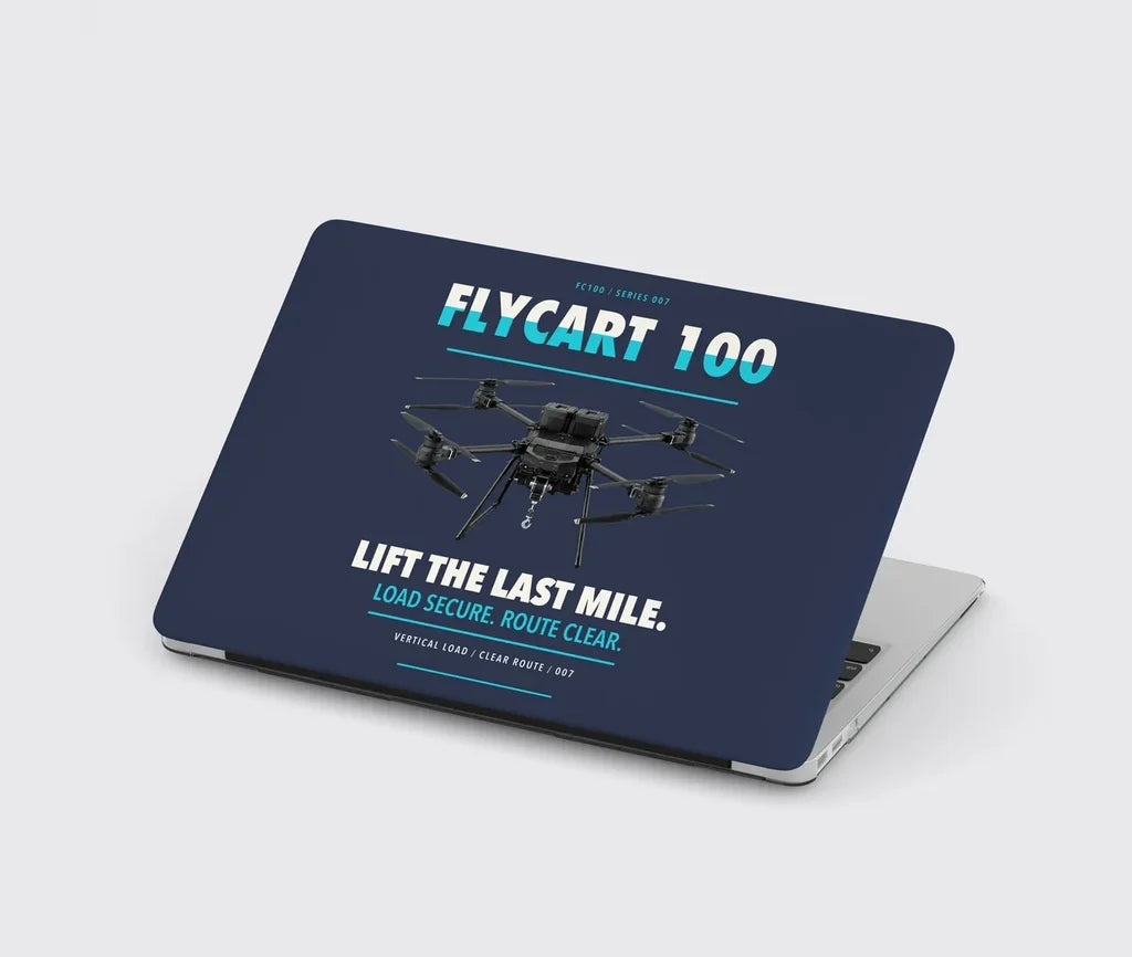 DJI FlyCart 100 design on navy blue MacBook case