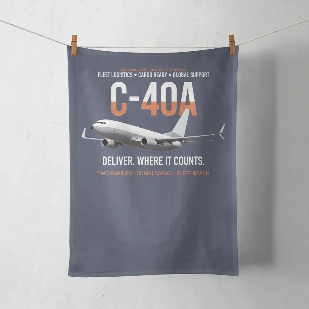 C-40A Clipper Fleet Logistics Ready design on navy blue towel