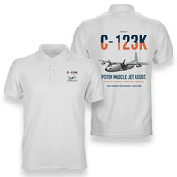 Thumbnail for C-123K Provider design on white double-side polo t-shirt, double-side print