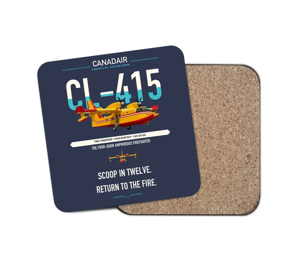 Canadair CL-415 design on navy blue 1 piece coaster