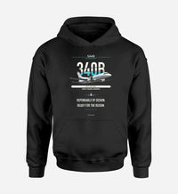 Thumbnail for Saab 340B design on black hoodie single side