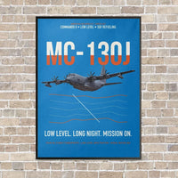 Thumbnail for MC-130J COMMANDO II vertical canvas print - framed - turquoise background