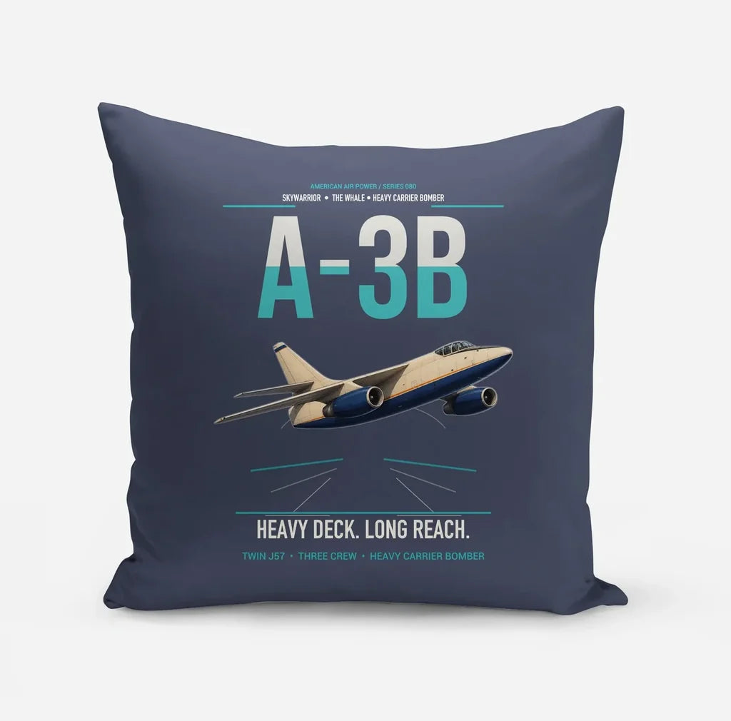 A-3B Skywarrior design on navy blue pillow