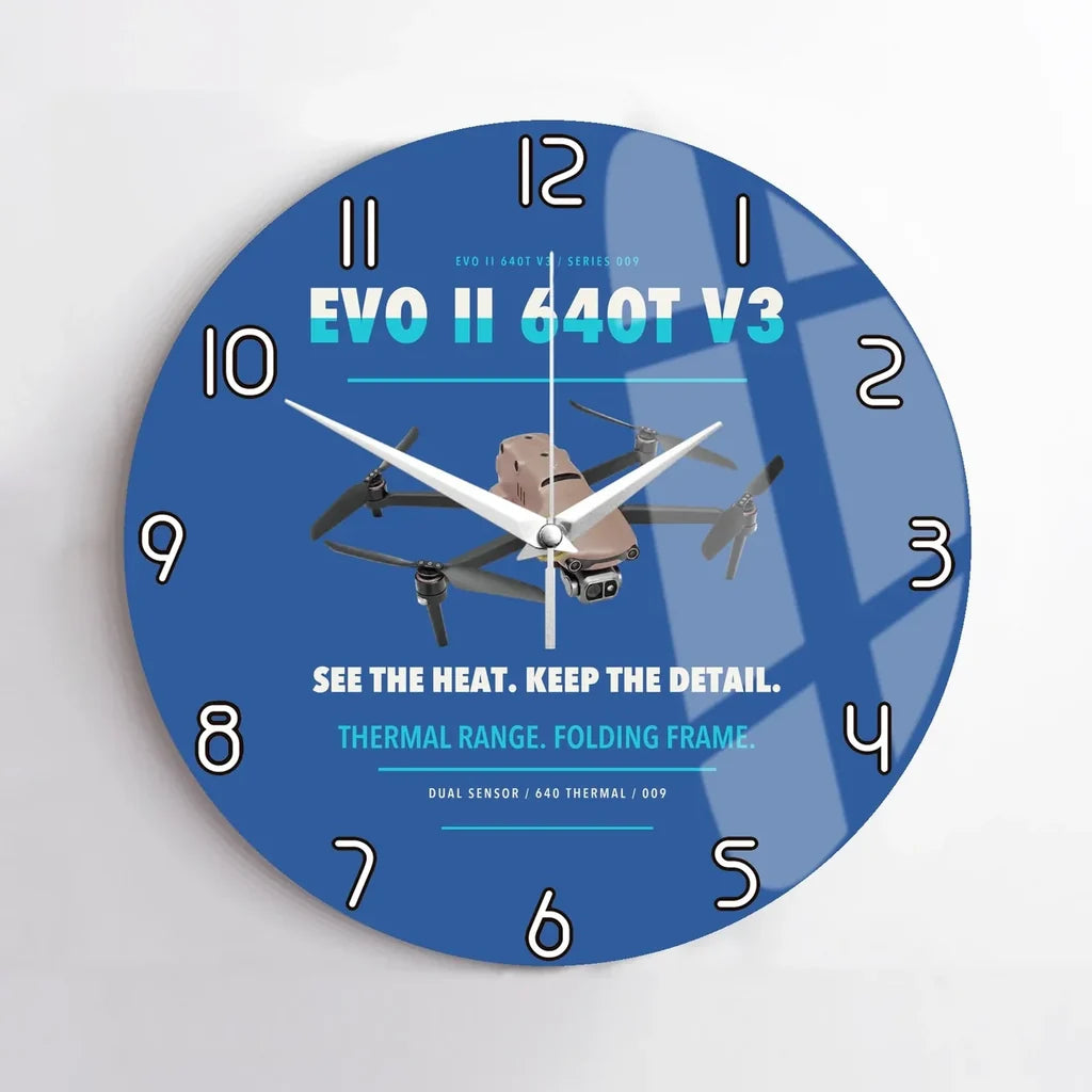 Autel EVO II Dual 640T V3 design on blue no frame wall clock