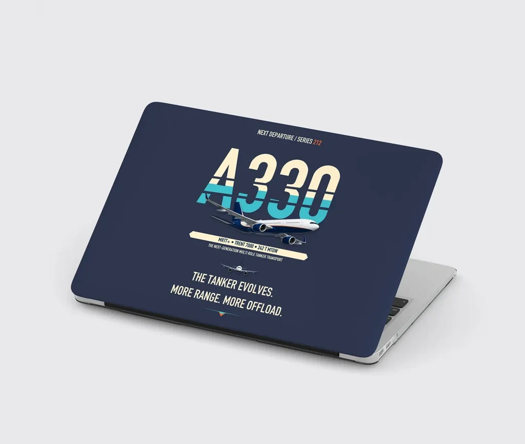 Airbus A330 MRTT+ design on navy blue MacBook case