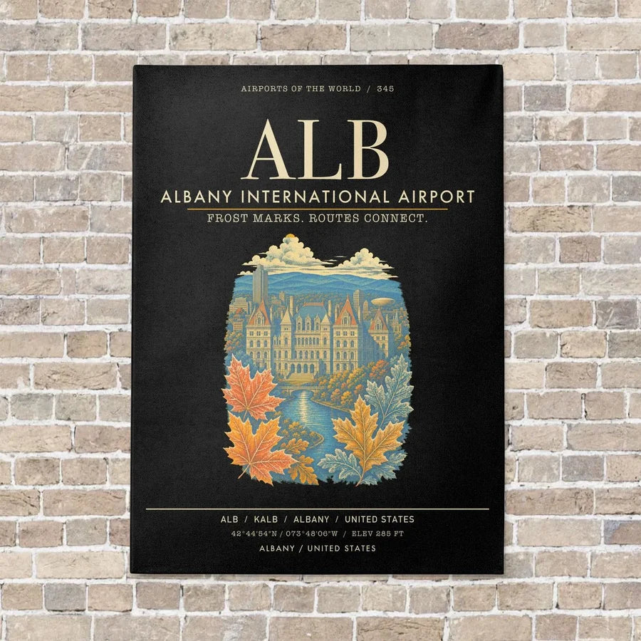 Albany International Airport ALB - Canvas Framed - Black