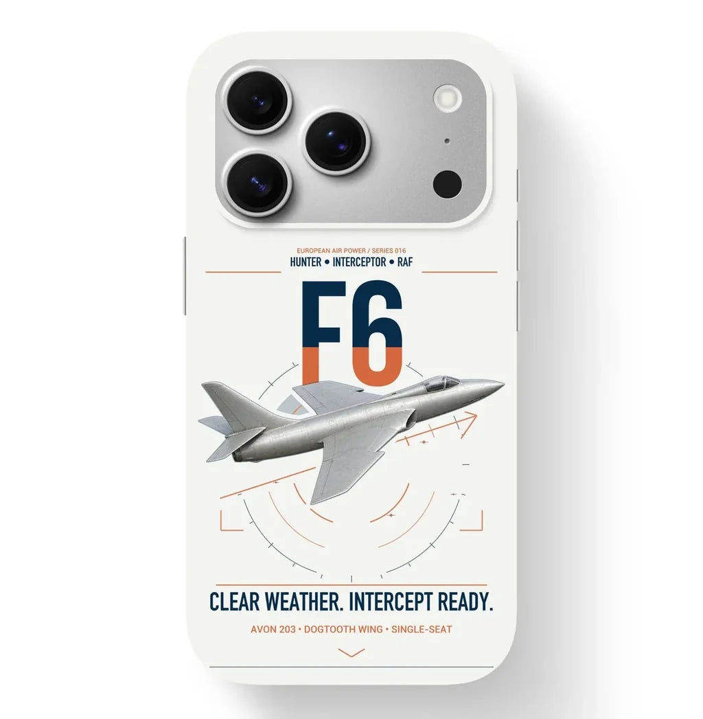 Hawker Hunter F6 design on white magsafe iphone case, for iPhone 17 Pro