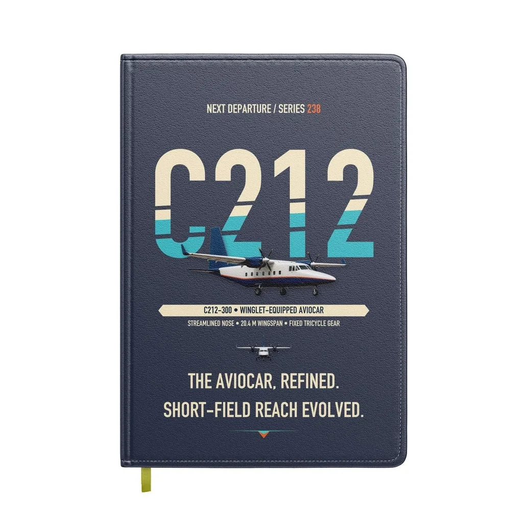 CASA C-212-300 Aviocar design on navy blue notebook