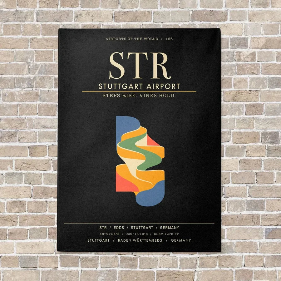 Stuttgart Airport STR - Canvas Framed - Black