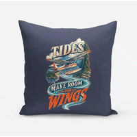 Thumbnail for Tides Make Room For Wings design on navy blue pillow