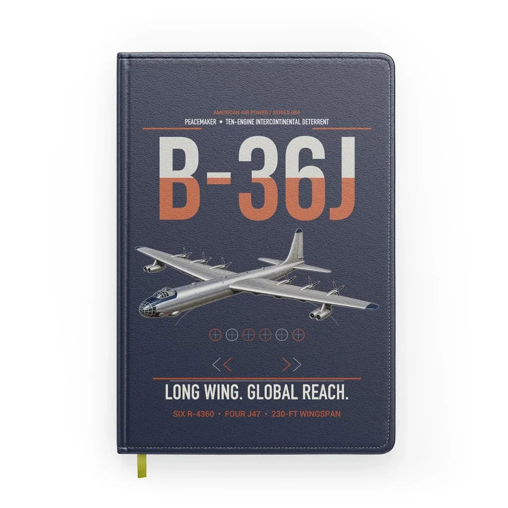 B-36J Peacemaker design on navy blue notebook