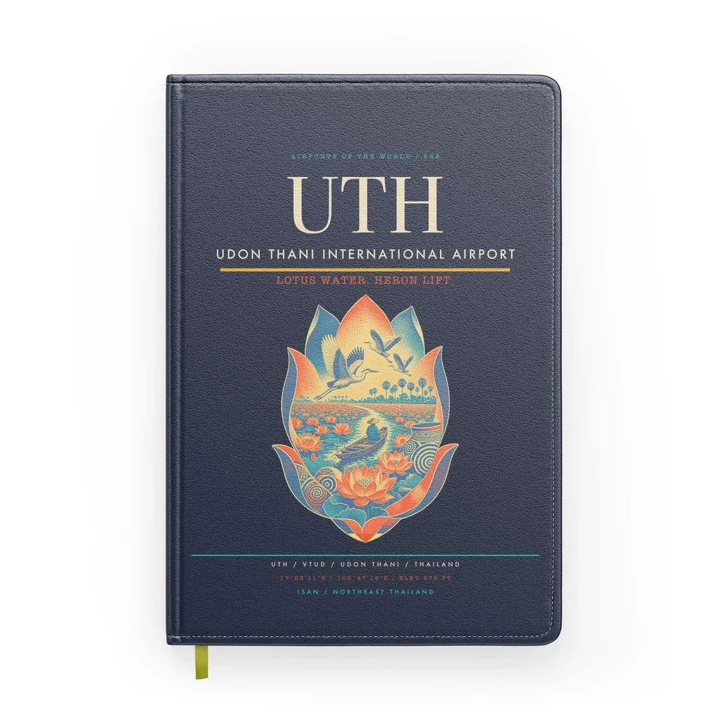 Udon Thani International Airport (UTH) design on navy blue notebook