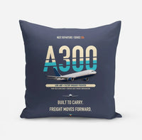 Thumbnail for Airbus A300-600F design on navy blue pillow