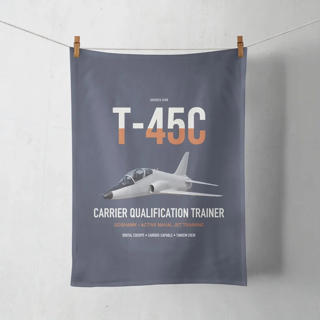 T-45C Goshawk design on navy blue towel