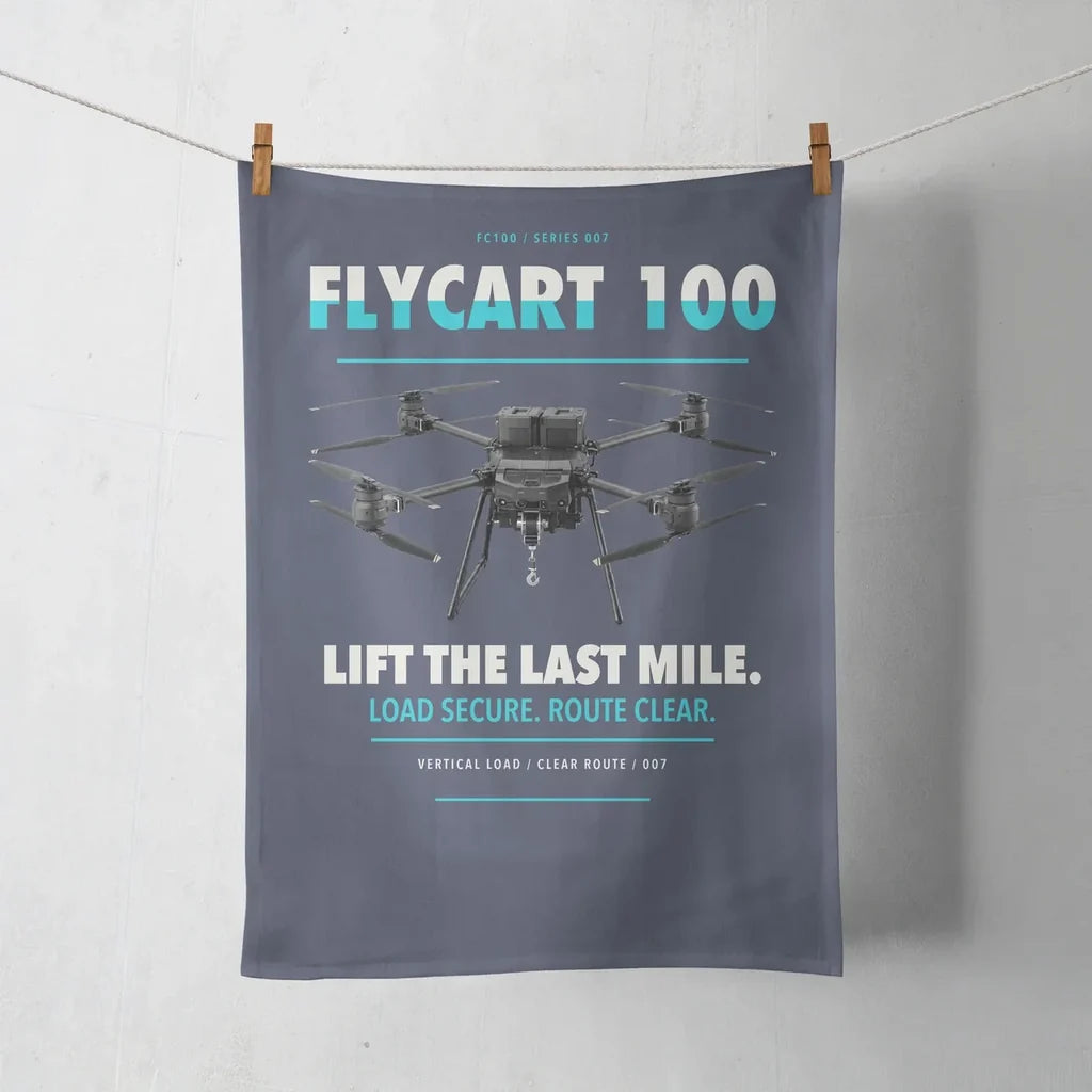 DJI FlyCart 100 design on navy blue towel