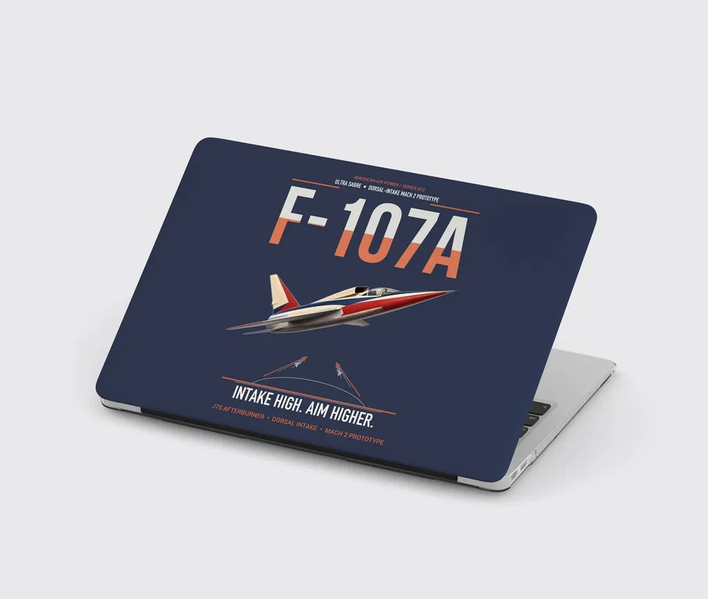 F-107A Ultra Sabre design on navy blue MacBook case