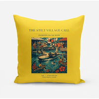 Thumbnail for VINTAGE G4275 - The Stilt Village Call - Designed Pillows design on yellow