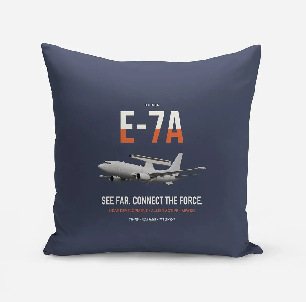 E-7A Wedgetail design on navy blue pillow