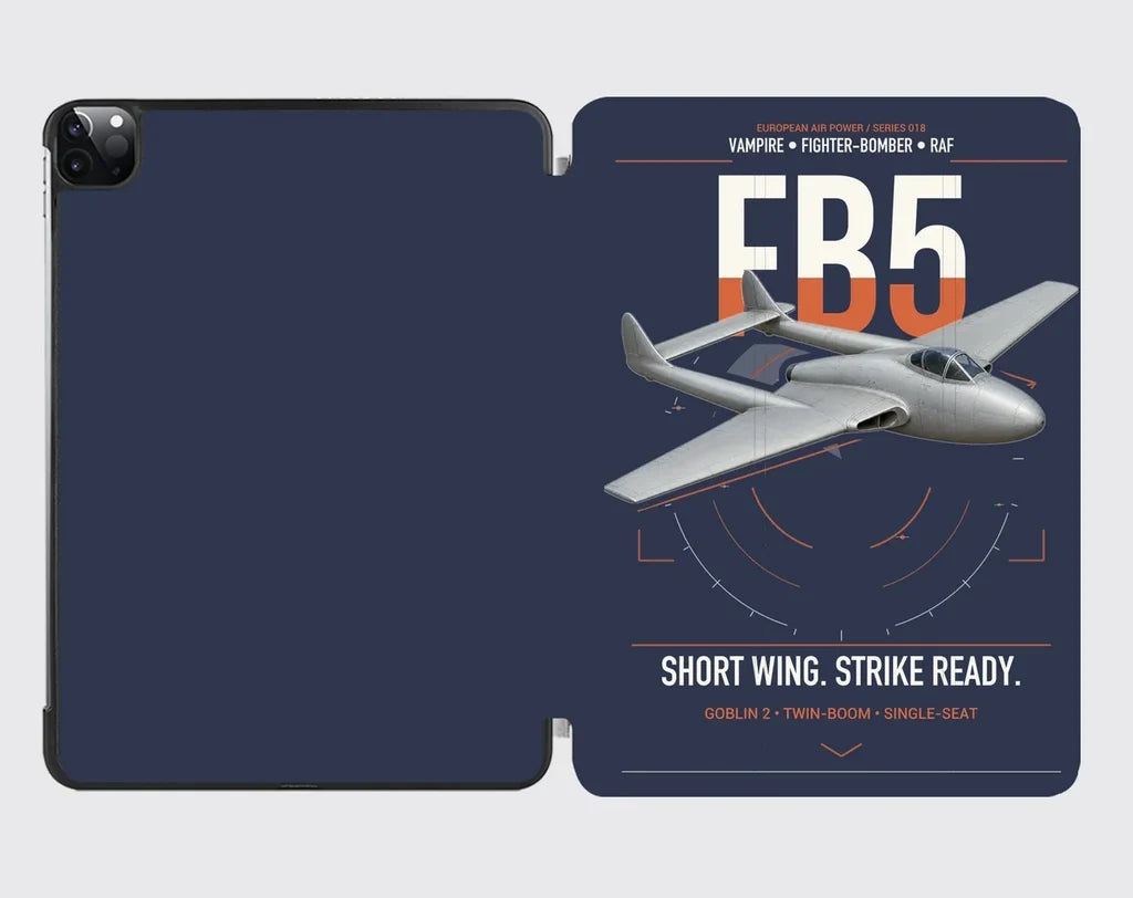 de Havilland Vampire FB5 design on navy blue ipad tablet case