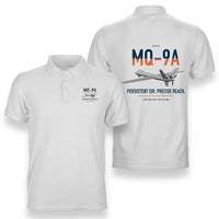 Thumbnail for MQ-9A Reaper design on white double-side polo t-shirt, double-side print