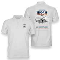 Thumbnail for Airbus Helicopters H225M Caracal design on white double-side polo t-shirt, double-side print
