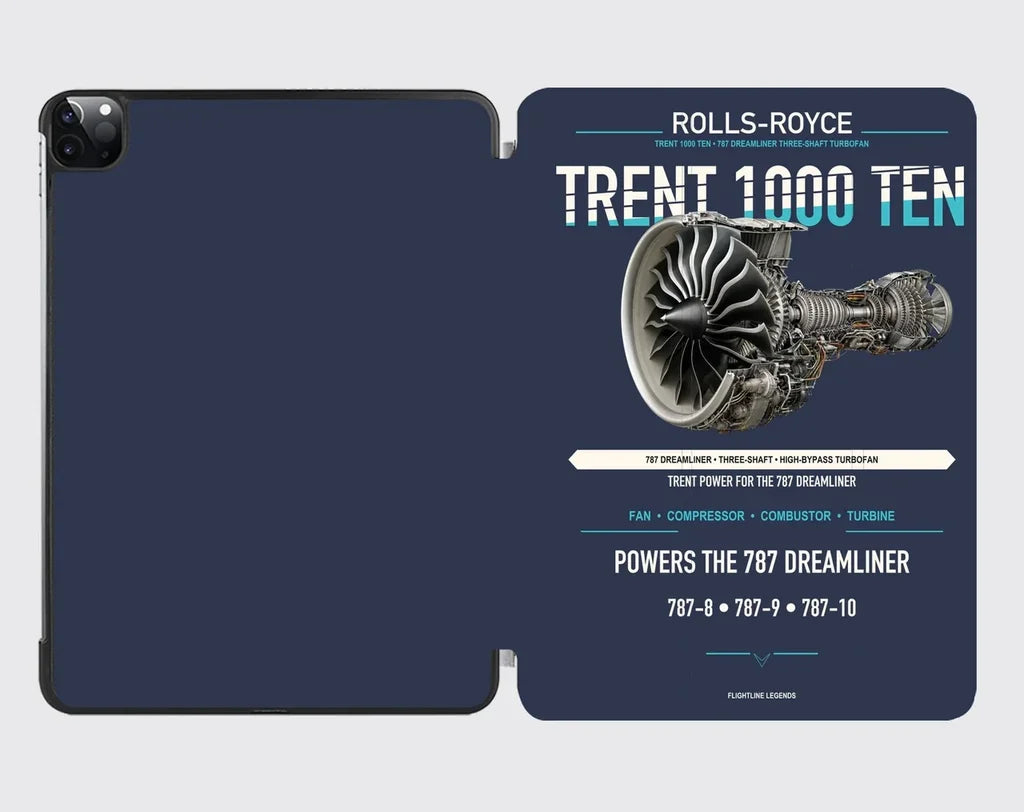 TRENT 1000 TEN design on navy blue ipad tablet case