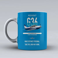 Thumbnail for Beechcraft Bonanza G36 design on turquoise ceramic mug, double-side print