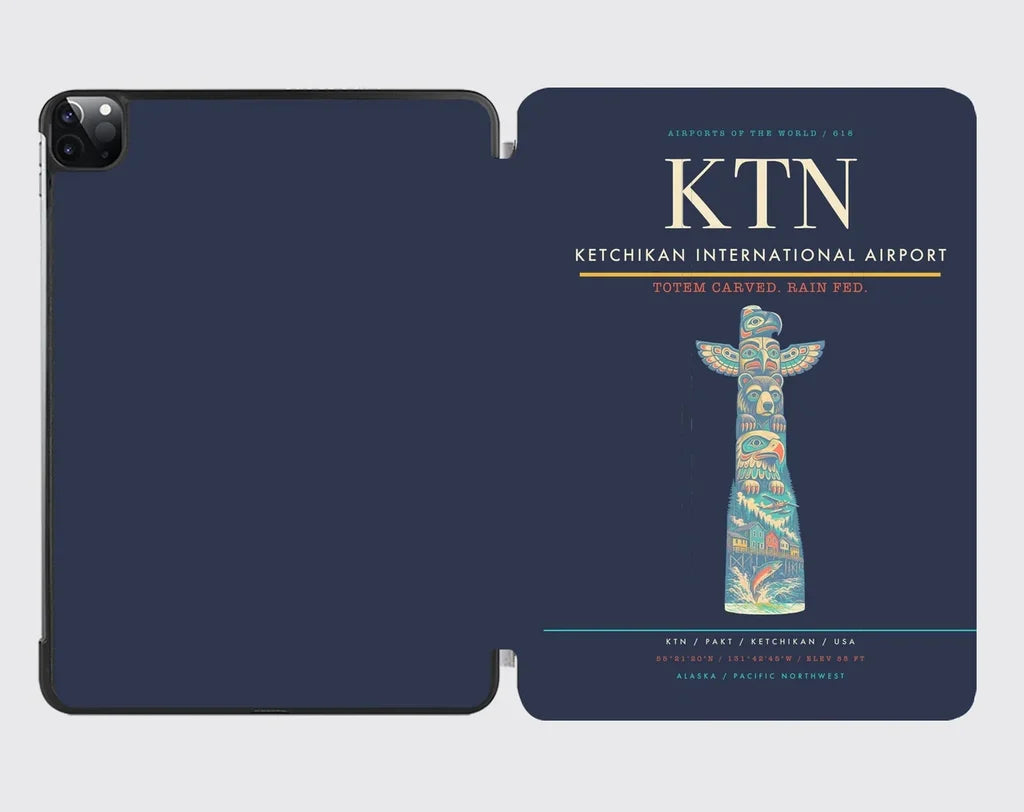 Ketchikan International Airport (KTN) design on navy blue ipad tablet case
