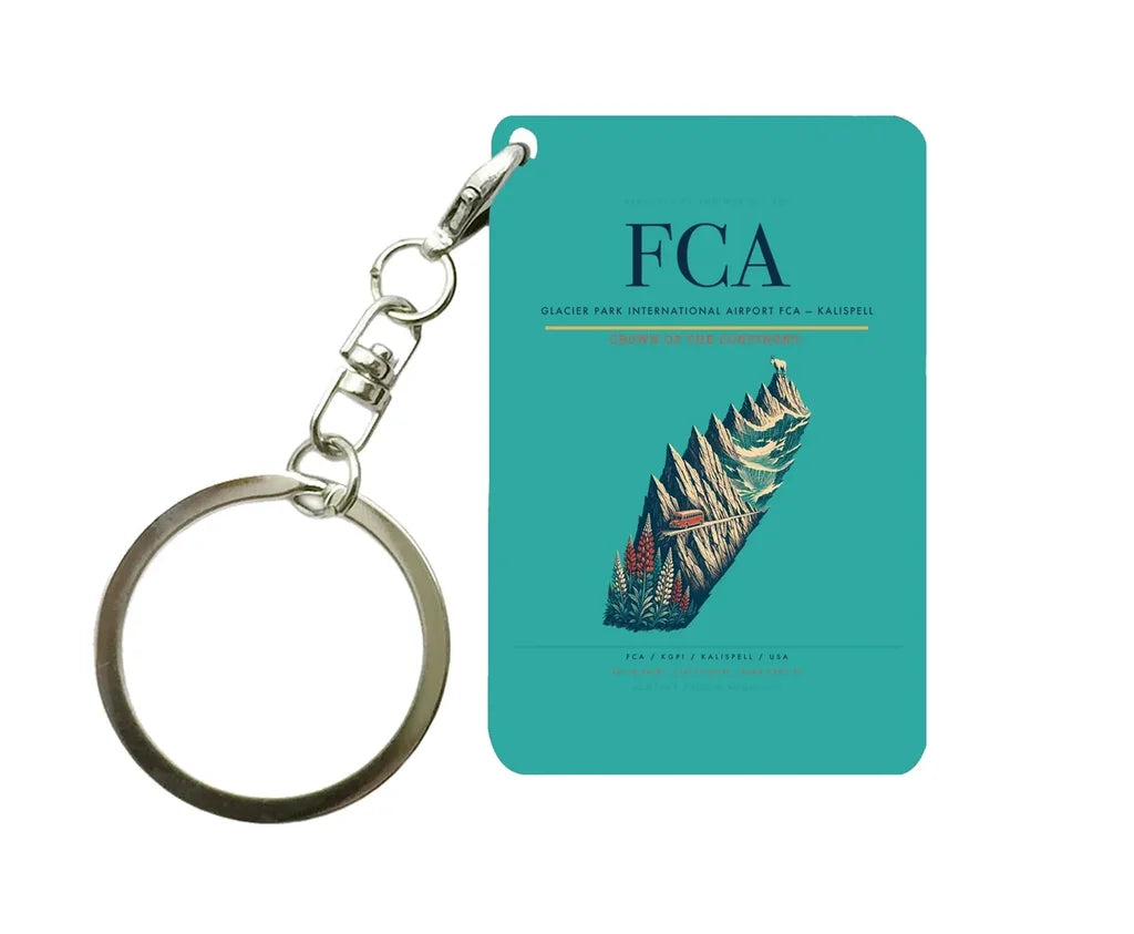 Glacier Park International Airport (FCA) design on turquoise key chain
