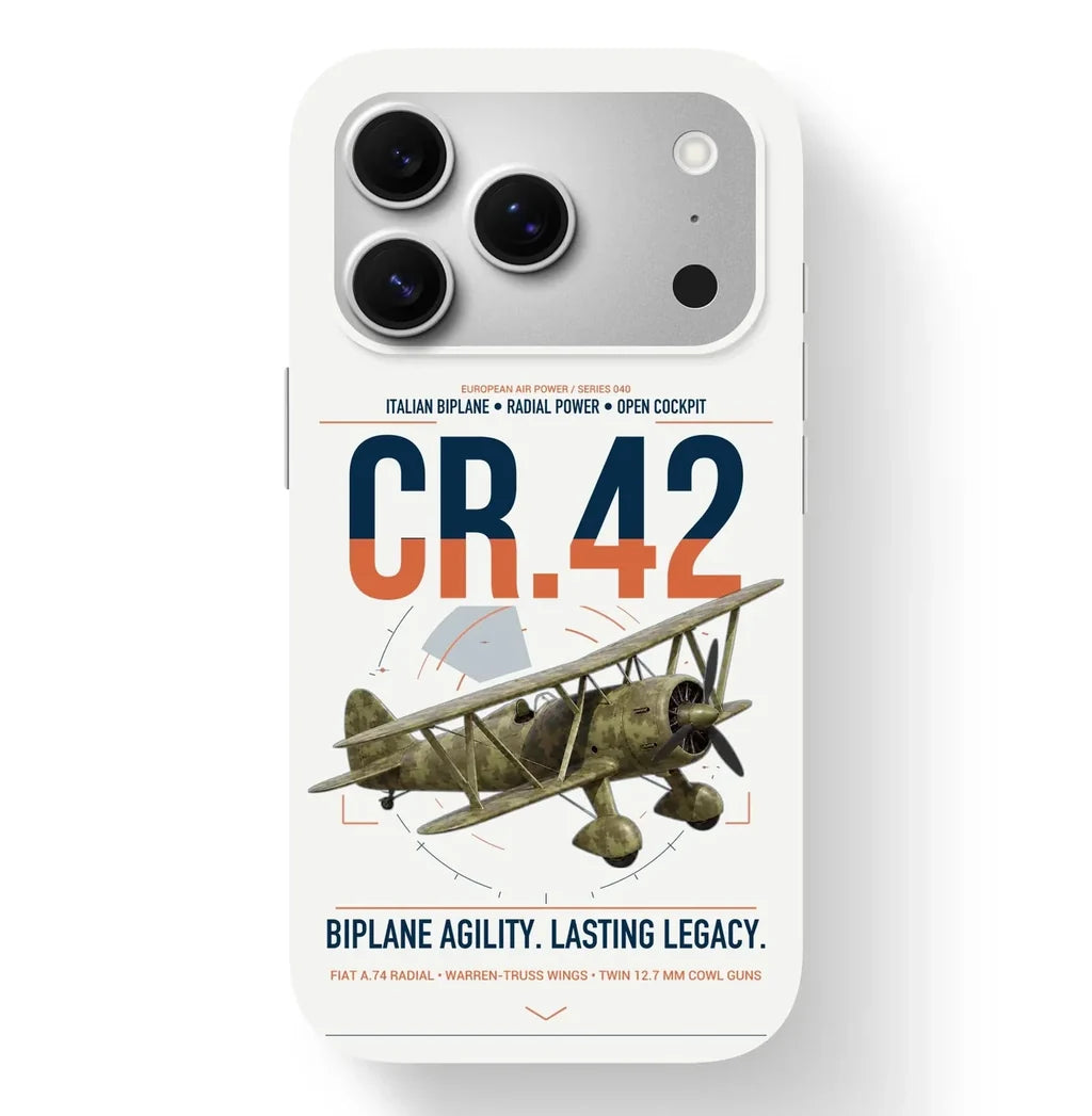 Fiat CR.42 Falco design on white magsafe iphone case, for iPhone 17 Pro