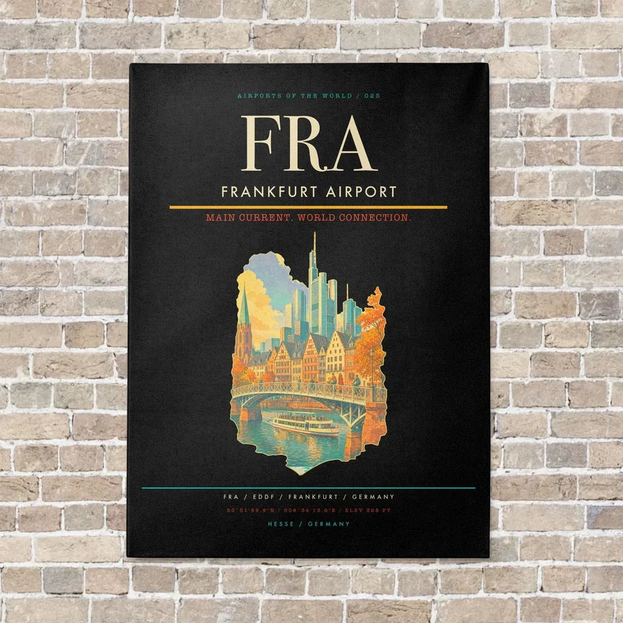 Frankfurt Airport FRA - Canvas Framed - Black