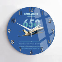 Thumbnail for Bombardier Challenger 650 design on blue no frame wall clock