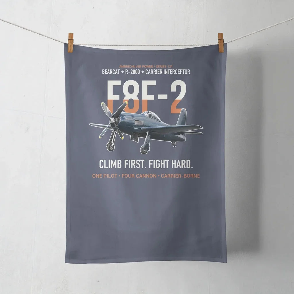 F8F-2 Bearcat Climb First Fight Hard design on navy blue towel