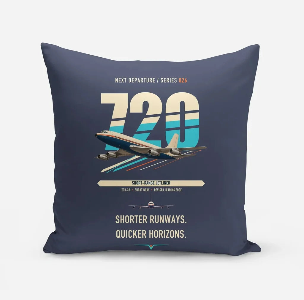 Boeing 720B design on navy blue pillow