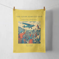 Thumbnail for VINTAGE G4445 - The Grape Harvest Hop - Designed Towels design on yellow